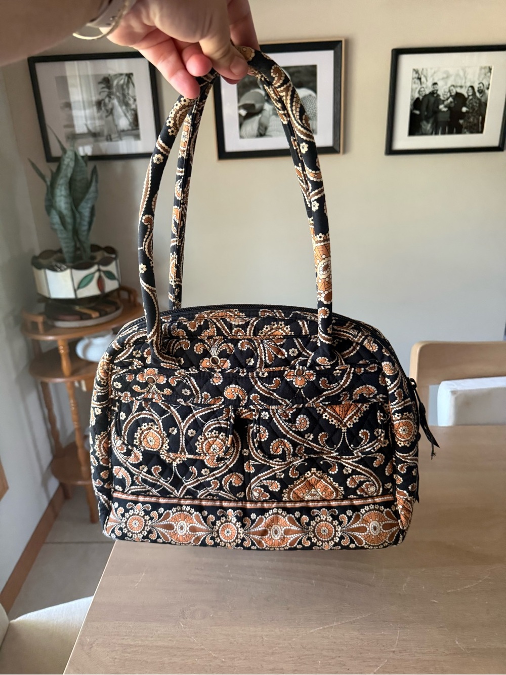 Vintage Vera Bradley Paisley Quilted Shoulder Bag Black & Brown Cottagecore Y2K